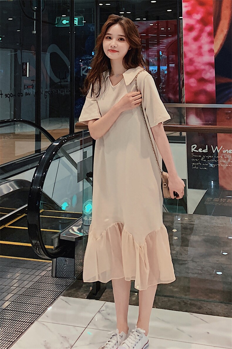 现货全棉针织鱼尾显瘦连衣裙女229-8104-P75控128,女装连衣裙,浙宝229