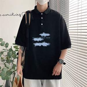 PL57143-P35 翻领短袖polo衫男大码胖子半袖t恤男有领保罗衫 模特图片