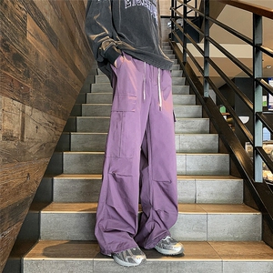 春秋季大口袋伞兵工装裤男cleanfit美式复古机能宽松休闲阔腿裤子图片
