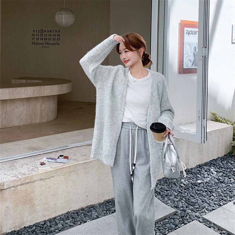 松弛感极简率性针织开衫背心两件套女秋季修身显瘦软加厚毛衣套装,女装套装/套裙,2C010