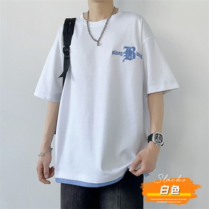 冰氧仿短袖港风白墙夏季休闲百搭刺绣纯色男上衣TC3149-P22控48图片