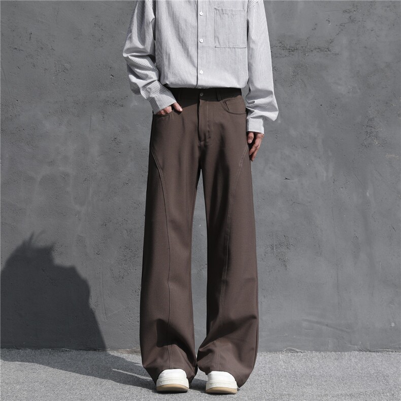 喇叭裤男垂感直筒宽松阔腿长裤时尚微喇商务休闲裤西裤5533P45，男装西裤，星座410-2