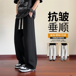 宽松直筒休闲裤2025男士美式高街青少年阔腿运动长裤子D017-P45图片