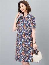 高端棉麻连衣裙女2026夏季新款宽松休闲中年妈妈薄款碎花裙子，女装连衣裙，独衣靓
