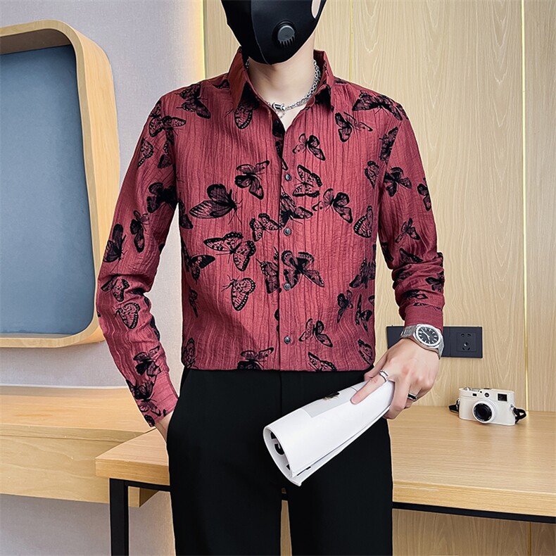 男士秋季新款个性痞帅印花长袖衬衫男休闲衬衣301A-1/H501/P58,男装衬衫,星座301A-1