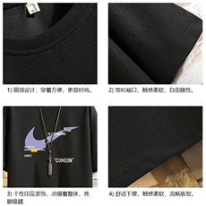 HT73259-P22华夫格t恤男短袖男大码五分袖砖墙，男装T恤，电商A040A