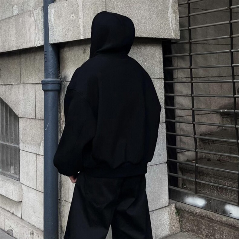 抖音得物二开秋冬美式高街重磅结构高领拉链连帽卫衣外套W93,男装卫衣,电商A486
