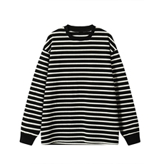 2026春季新款条纹圆领长袖T恤潮流宽松打底上衣男T5399特P35控68，男装T恤，电商A001