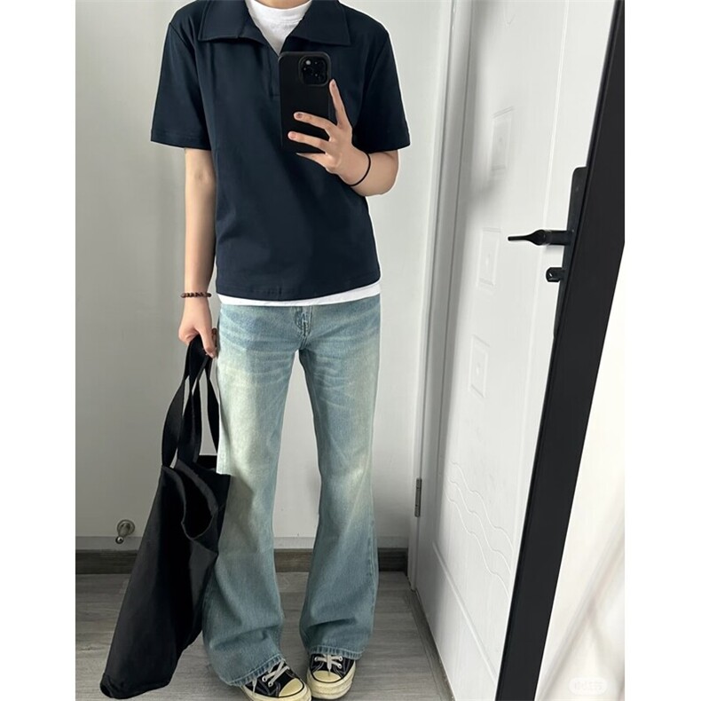 领口压胶珠地棉假两件POLO衫休闲高级翻领短袖T恤CS2625-P48,男装T恤,星座1213