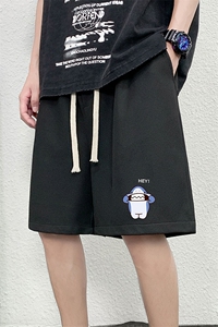 HD74167-P22 华夫格短裤男大码宽松五分裤男直筒中裤图片