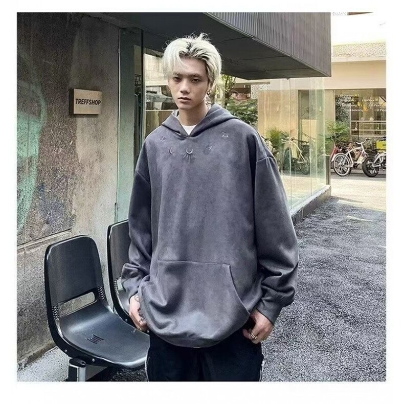卫衣男秋季美式复古高街痞帅套头衣服重磅潮牌宽松连帽外套,女装短外套,星座506A
