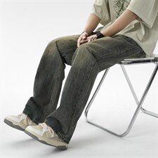 C315-G3022现货高品质高街复古重工洗水猫须马骝牛仔裤(P65限89)2，男装牛仔裤，电商C315