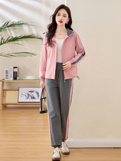 现货休闲女2025秋款装新款韩版时尚连帽洋气宽松显瘦拼接运动，女装卫衣/绒衫，凝聚力