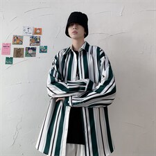 2023新款韩版免烫条纹衬衫男长袖休闲宽松百搭衬衣W3027-P36，男装衬衫，星座512-2