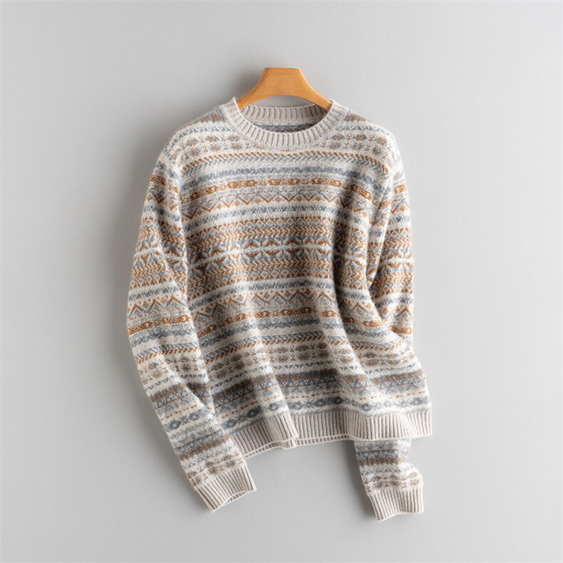 2025年秋季常规款套头长袖时尚百搭通勤提花套衫，商品下架区商品下架区，江帆羊绒