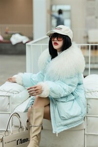 卡菲莱 2021新款羽服大滩羊毛领+袖口拼羊羔毛+贵气 时,其它,卡菲莱