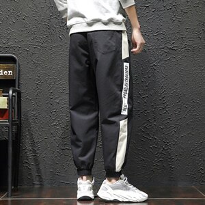 2021秋季新日系拼接印花大码瓷砖风男条纹九分裤休闲裤K2008-P45,男夹克搭配什么打底衫图片