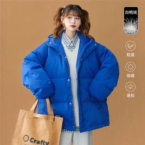 中性风22冬季新款纯色简约保暖白鸭绒连帽羽绒服 YR130 P225控298图片