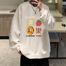 麂皮绒卫衣男大码重磅长袖t恤男JW81322-P35加绒款P45，男装卫衣，电商A040