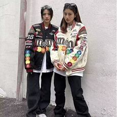 拼接棒球服外套2025年新款春秋美式复古ins潮情侣夹克上衣mm魔豆，男装夹克，星座1210-1