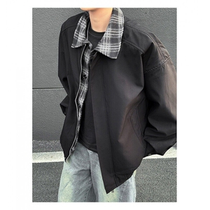美式复古男春季假两件夹克翻领短款外套休闲宽松棒球服JK0643-P68图片