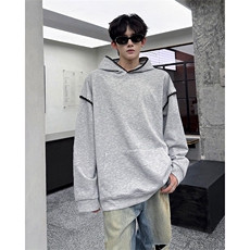 WY10155-特P48控88新款连帽贝壳绣花麦穗提花大码男宽松情侣卫衣，男装卫衣，电商A059