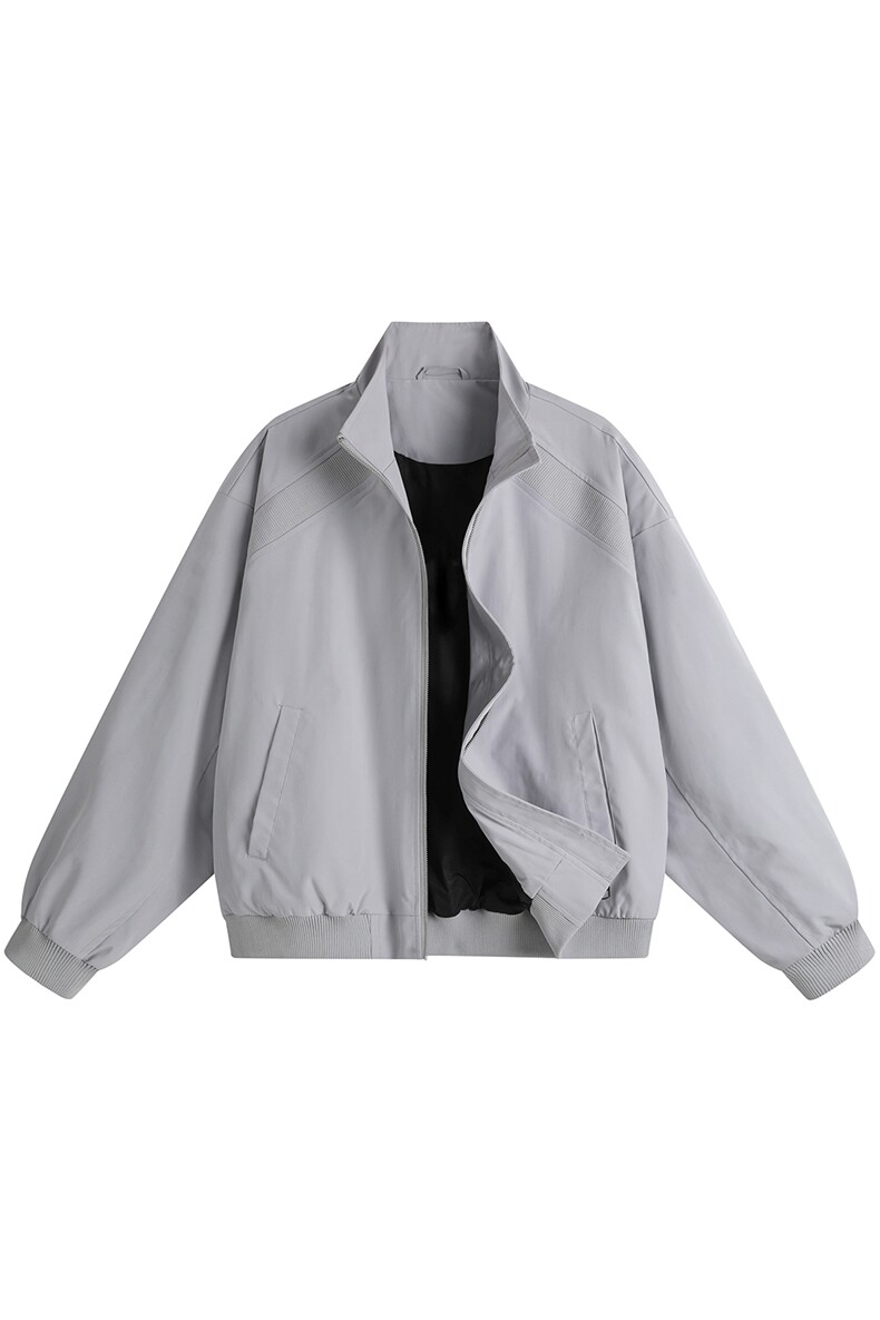 JK008平铺白底春装拼接工装立领夹克聚酯纤维(M-5XL)TP35,男装夹克,电商A088