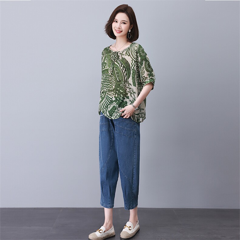 时尚休闲印花系绳套装宽松显瘦百搭两件套,女装套装/套裙,叶笙衣