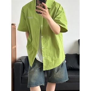 夏季新款速干短袖刺绣衬衫潮流港风宽松百搭男半袖 CS285-P35图片