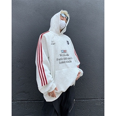 美式条纹字母连帽卫衣男女春秋宽松设计感小众百搭外套Y8011-p50，女装短外套，星座1008
