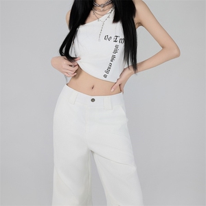 美式小众褶皱伞兵裤男女宽松休闲微喇裤高级感黑色西裤潮图片