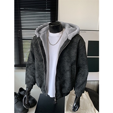 抗寒舒适PU皮荔枝纹座山雕连帽保暖棉衣男女外套M24988-特P85，男装棉衣，电商A001