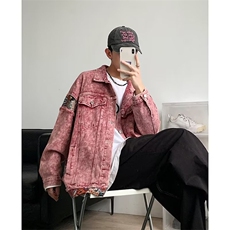 春季新款牛仔外套男女潮牌日系宽松复古做旧水洗牛仔夹克潮流，男装夹克，星座716-3