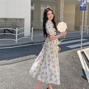 新中式改良旗袍超好看连衣裙女2025夏季新款显瘦时尚盘扣国风长裙图片