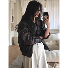 短款黑色皮衣外套女2025年春秋新款酷飒风小个子机车气质复古，男装皮衣，星座506A