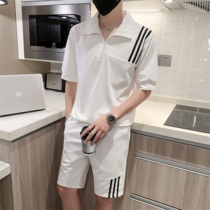 夏季社会小伙痞帅针织短袖套装轻熟风运动套装TZ2084-P85控115图片