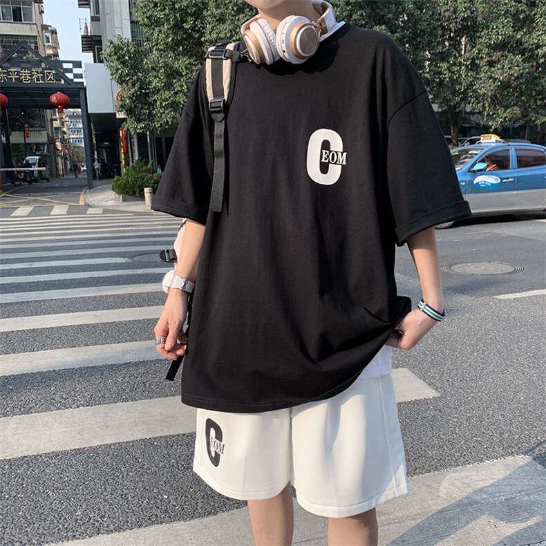 2024夏季港风纯棉运动套装男短袖短裤A161-TZ100-P55,男装休闲套装,电商A161-2