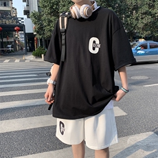 2024夏季港风纯棉运动套装男短袖短裤A161-TZ100-P55，男装休闲套装，电商A161-2