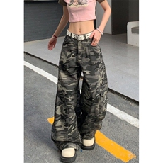 美式迷彩工装牛仔裤女辣妹爵士舞hiphoP高街弯刀阔腿裤子KB146，男装牛仔裤，星座1116A（原606A-3）