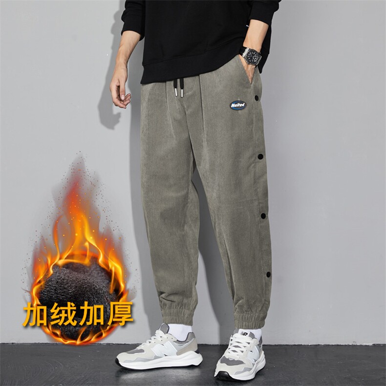 加绒秋冬季灯芯绒休闲裤男高端卫裤束脚运动长裤子K505加绒-TP55图片