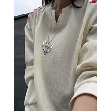 XZ809A/SYR04/特P24/控48肌理感V领绣花人民万岁长袖T恤卫衣，男装T恤，星座809A(原222-1)