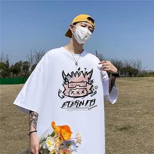 主推款T恤 240克潮流美式宽松质感落肩纯棉印花短袖男T6354特P19图片