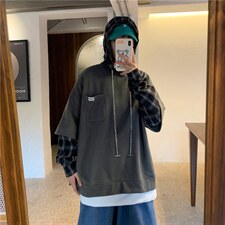 假两件卫衣男连帽韩版潮流ins超火宽松百搭港风男女外套wy726-p38，男装卫衣，星座1008-2