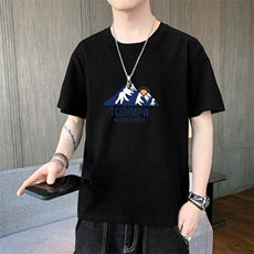 2026夏季新款潮流男士山峰印花短袖体恤大码薄款1210-2-DT160-P10，男装T恤，星座1816-2（原1210–2）