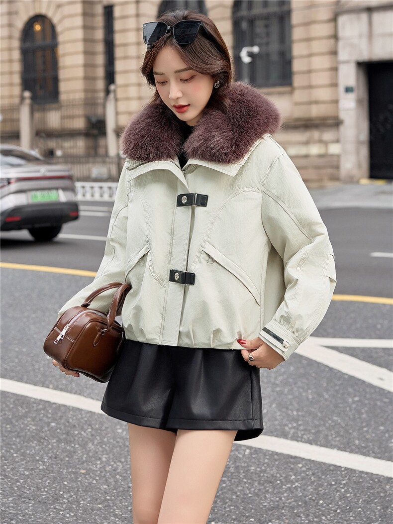 2026年冬季时尚修身可脱卸毛领棉衣棉服女,女装棉衣/棉服,微微衣阁