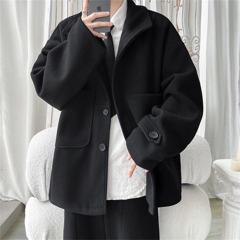 N8181/P90秋冬新款毛呢大衣男装呢料外套oversize工装毛呢夹克,男装毛呢大衣,电商A141