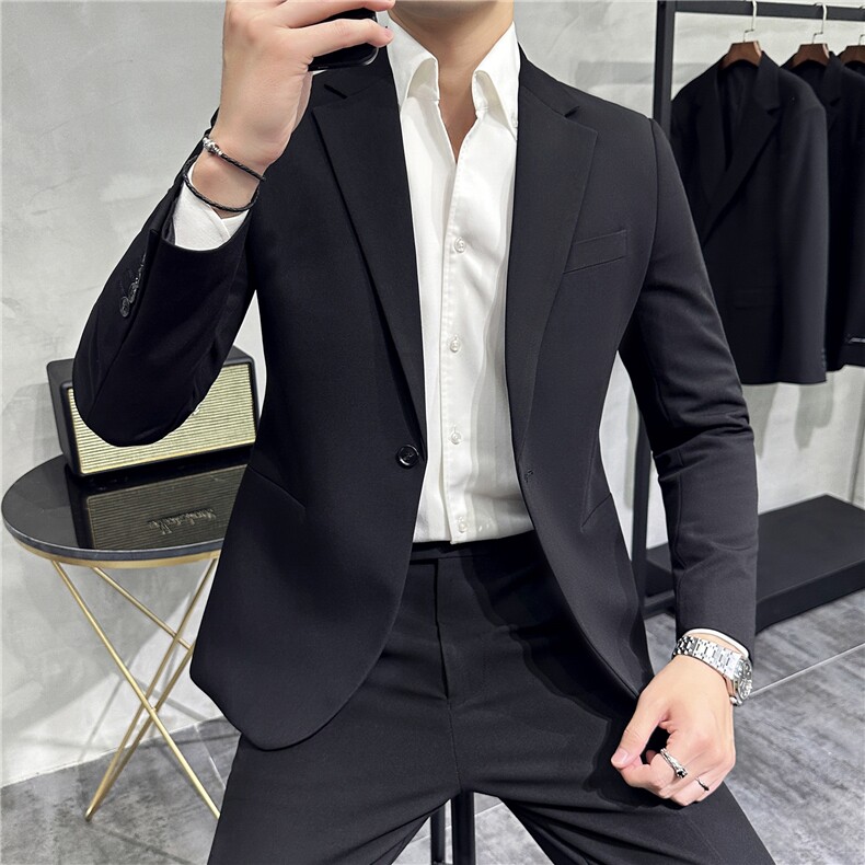 2026新款春秋商务正装修身西服套装男士休闲西装两件套8660-P240,男装西服套装,电商A355（原A415）