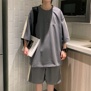 2026夏装华夫格拼接绣花休闲运动套装五分短裤 TZ808/P65 灰色图片