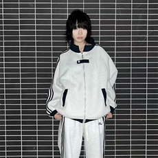 抖音得物品质秋冬美式高街重磅结构拼接织带翻领卫衣夹克外套W113，男装夹克，电商A486-1