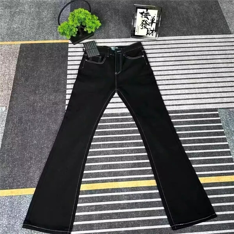 1506-1/KA261/P49黑色高腰微喇牛仔裤弹力显瘦马蹄裤子男女款冬季,男装牛仔裤,星座1506-1